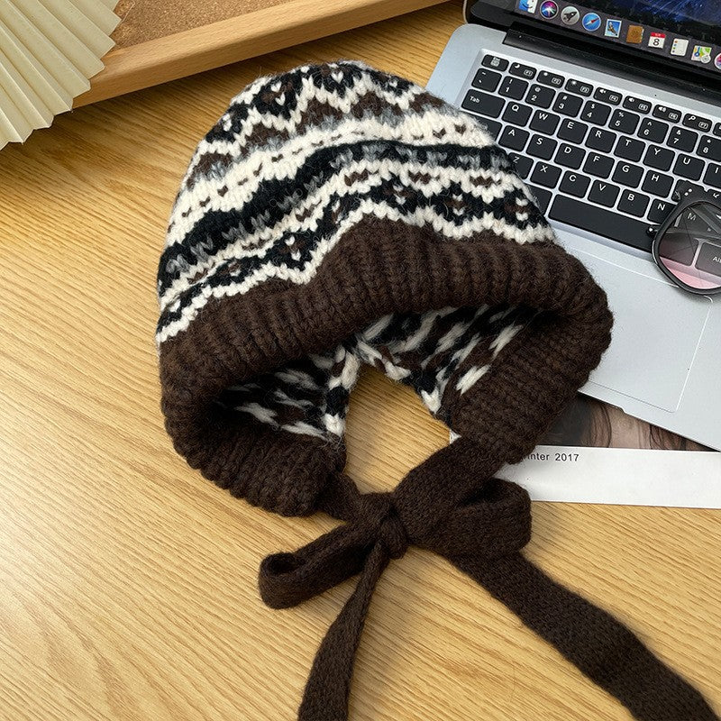 Gorra de lana vintage de invierno – Gorro cálido con protección para las orejas para climas fríos