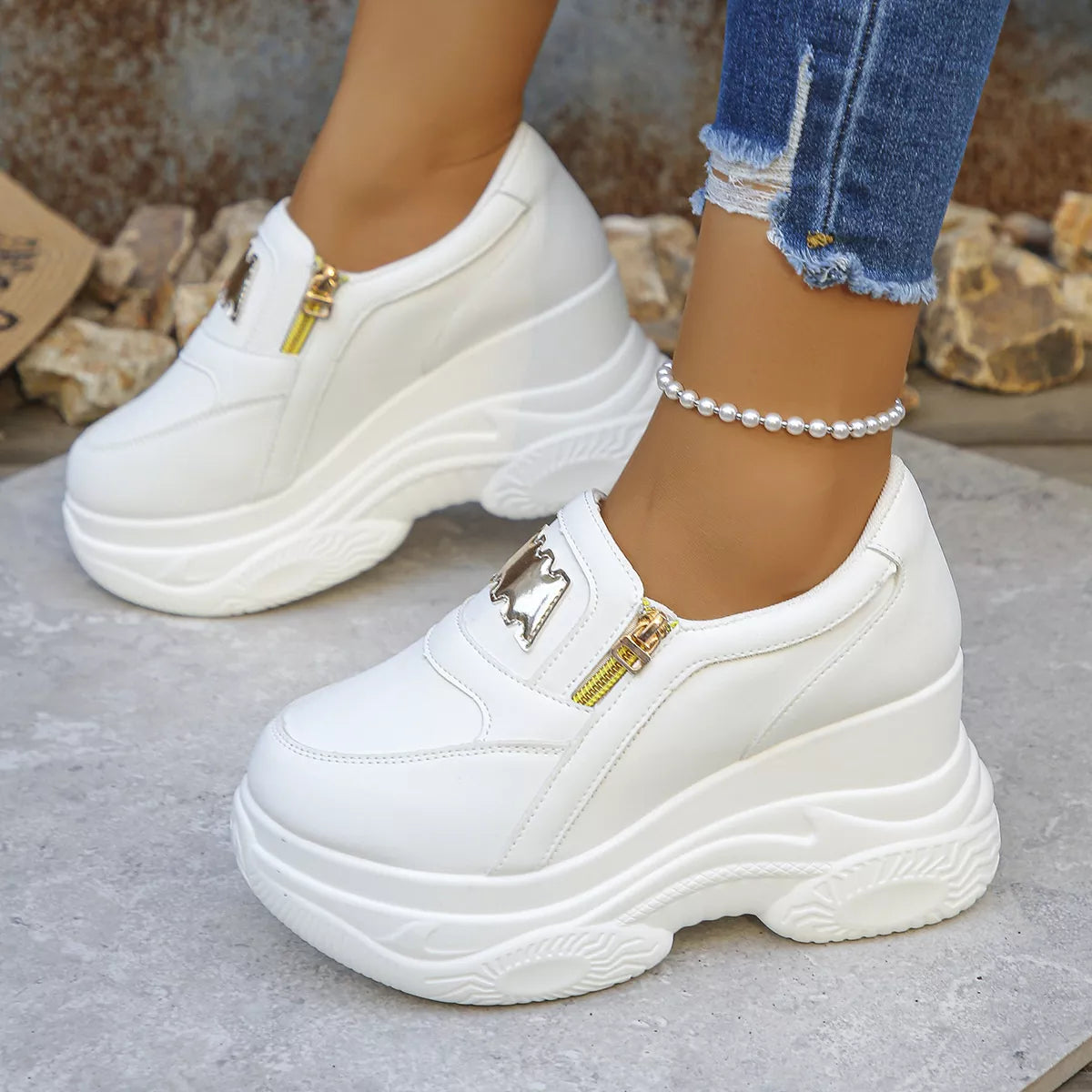 Round Toe Platform Sneakers