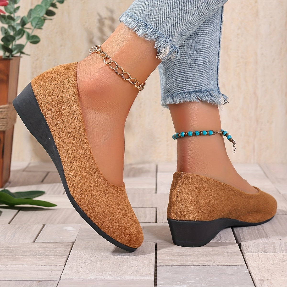 Zapatos elegantes de tacón bajo, acolchados, antideslizantes y versátiles