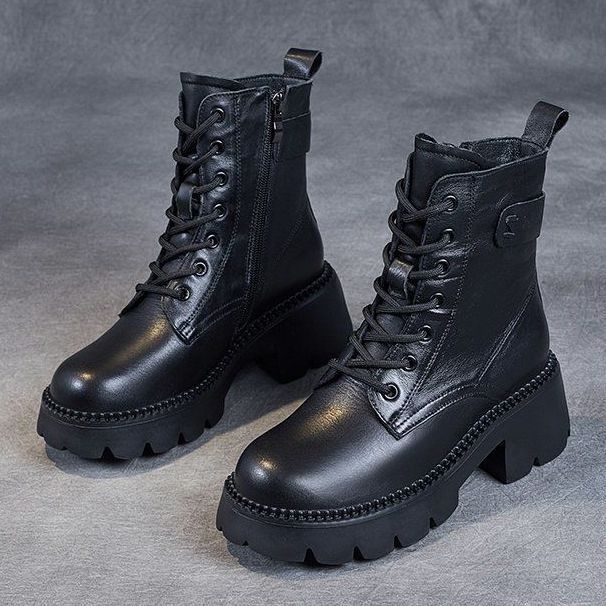 Women's Fleece-Lined Platform Martin Boots