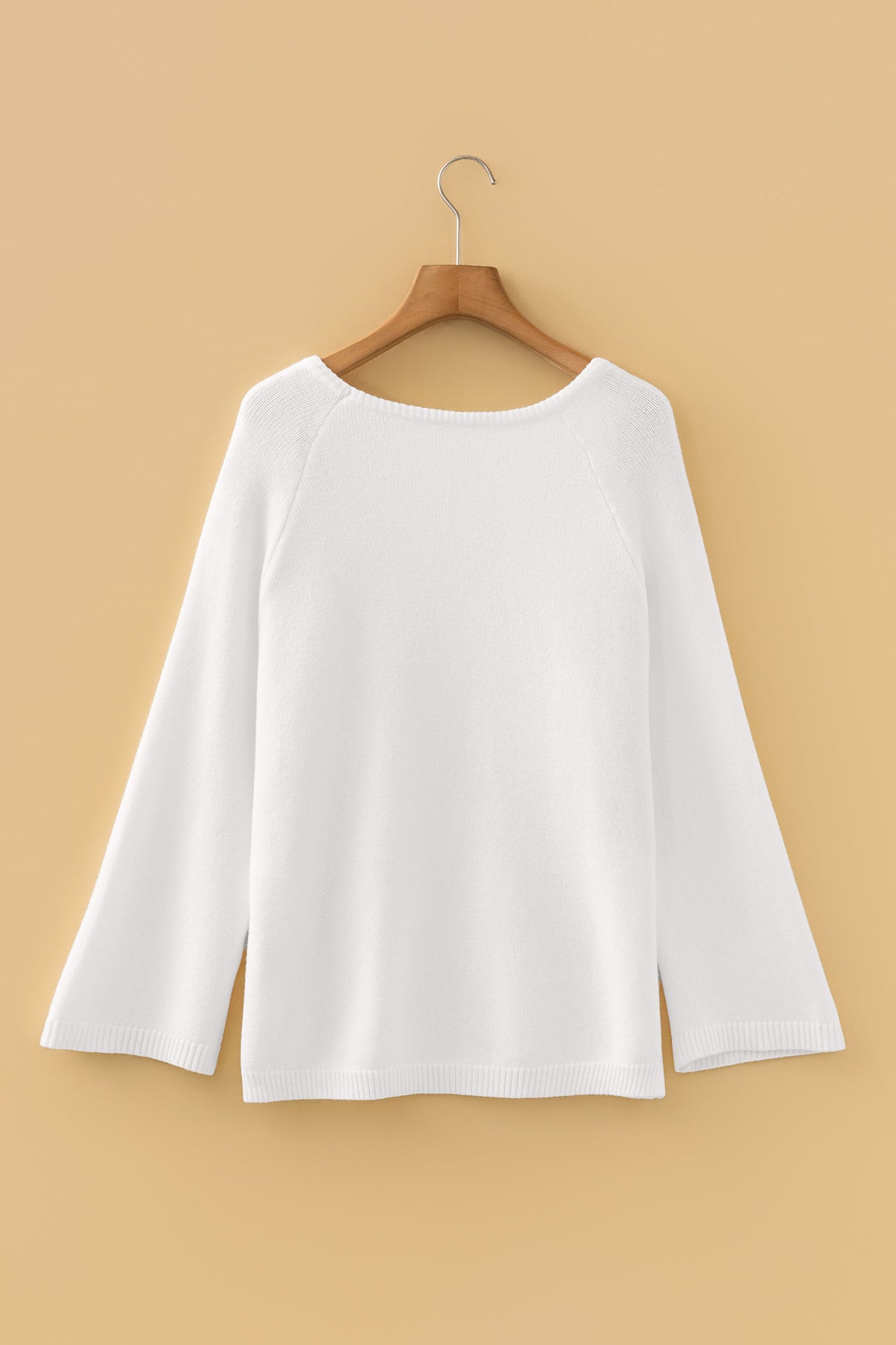 Pink Solid Color Knit Loose Bracelet Sleeve Dolman Sweater