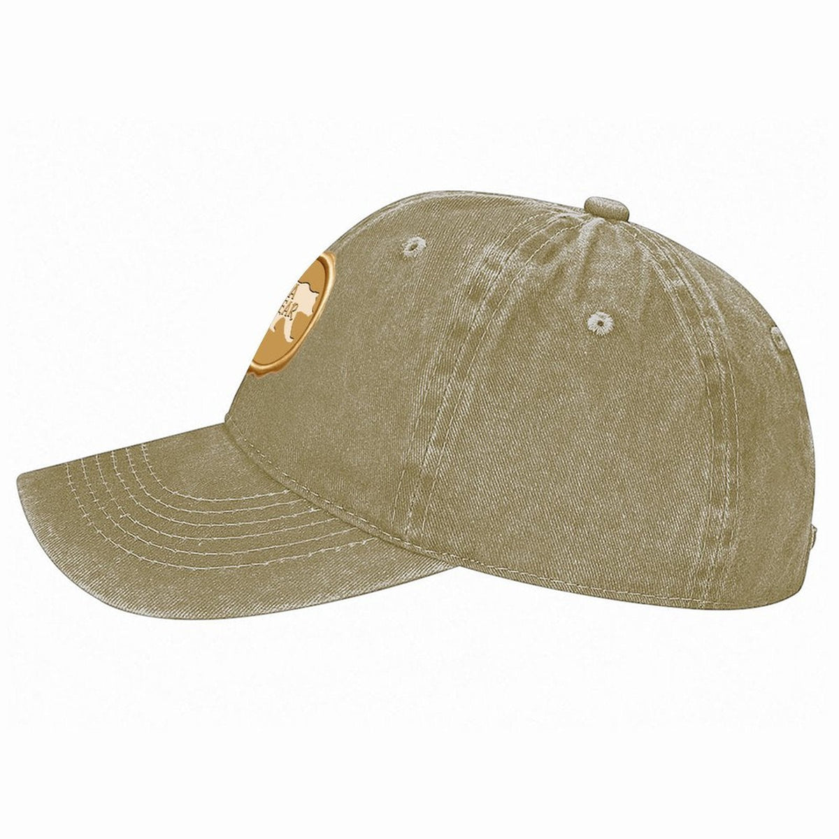 Papa Bear Gold Seal Cotton Vintage Washed Denim Baseball Cap