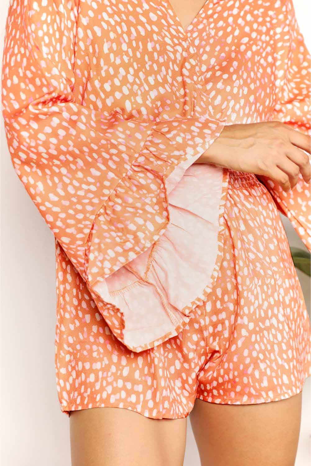 Romper cruzado de manga acampanada con estampado Double Take