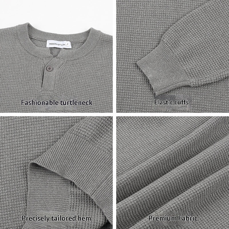 Mens Turtleneck Knitted Sweater Solid Color Sweater