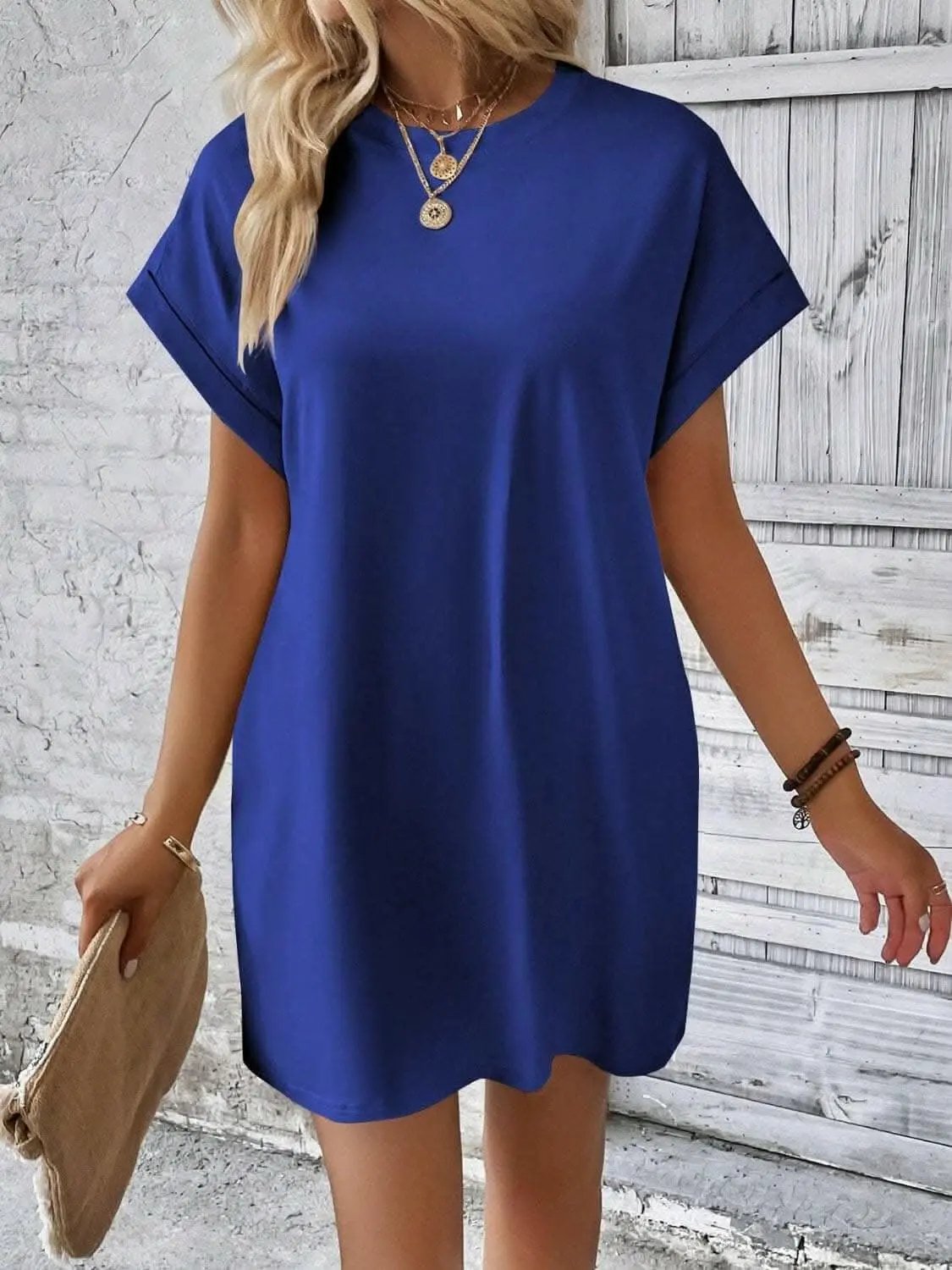 Women's Mini Dress Round Neck by Trendsi | Light Gray