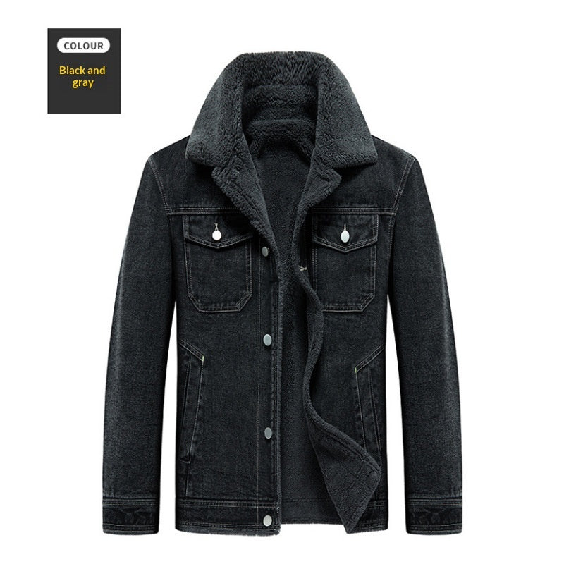 Spring And Autumn Warm Padded Youth Men's Denim Jacket