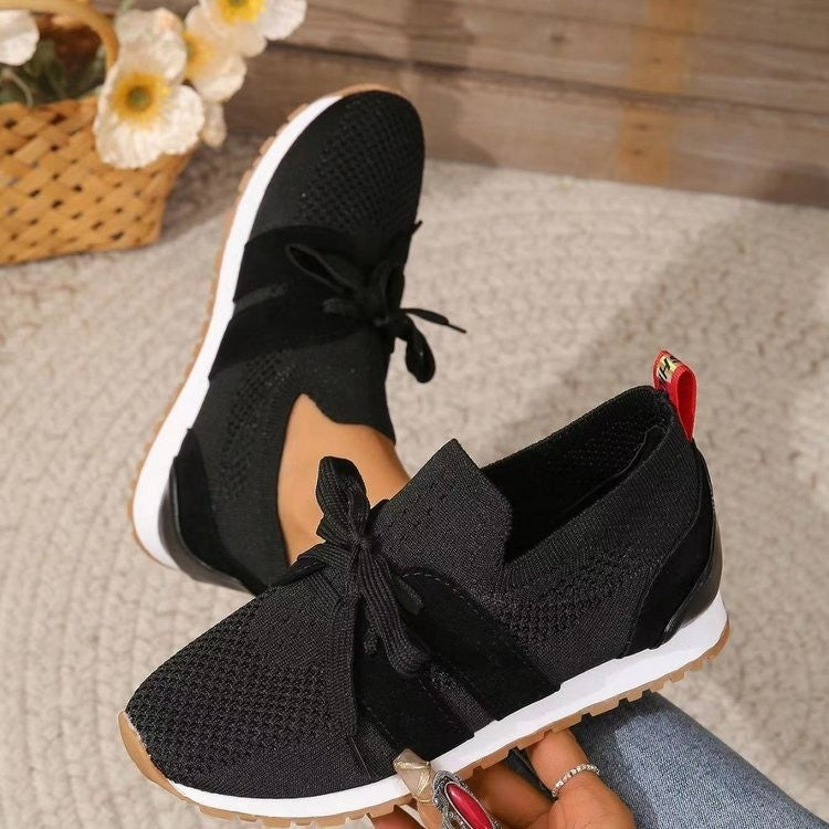 Zapatillas planas de malla con cordones para mujer