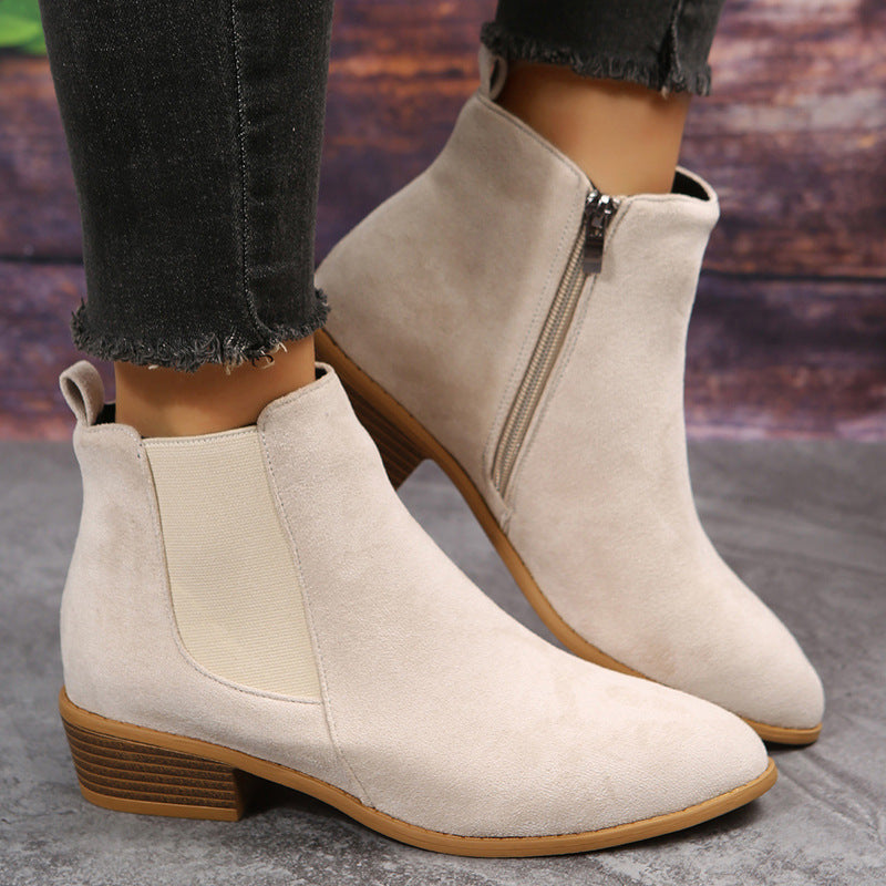 Women's Pointed Suede Elastic Band Boots