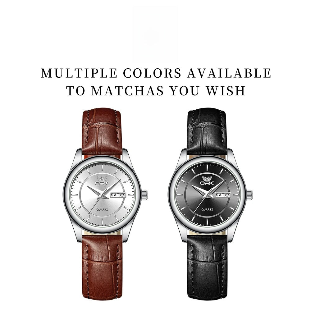Women's 28mm Day-Date Quartz Watch, Crocodile-Embossed Leather