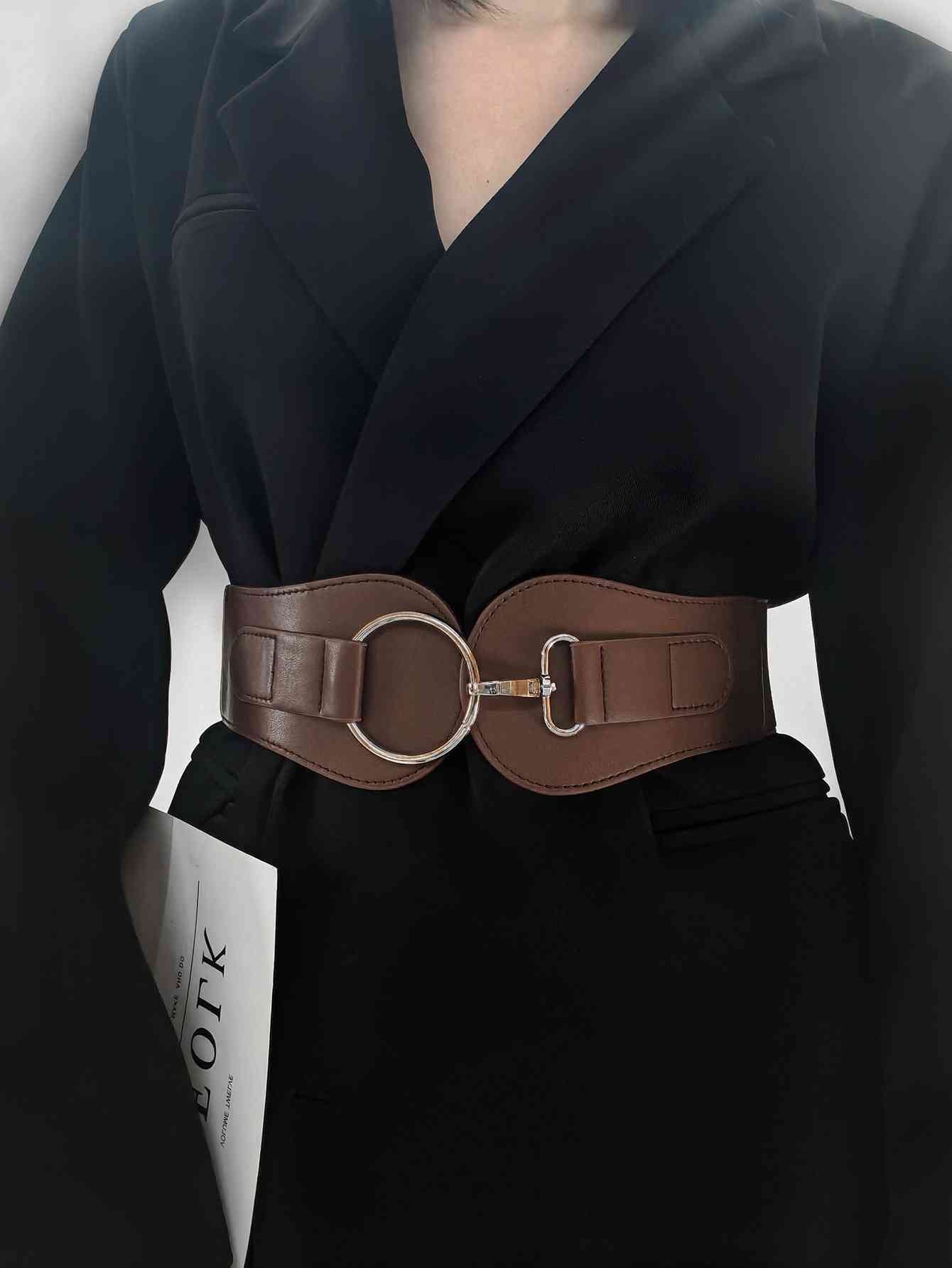 Elegant Fashion PU Elastic Wide Belt – Adjustable Comfort Fit See size chart under “more details”