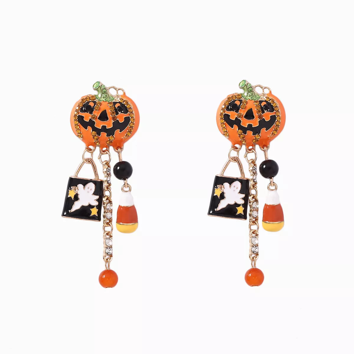 Halloween Pumpkin Ghost Dangle Earrings
