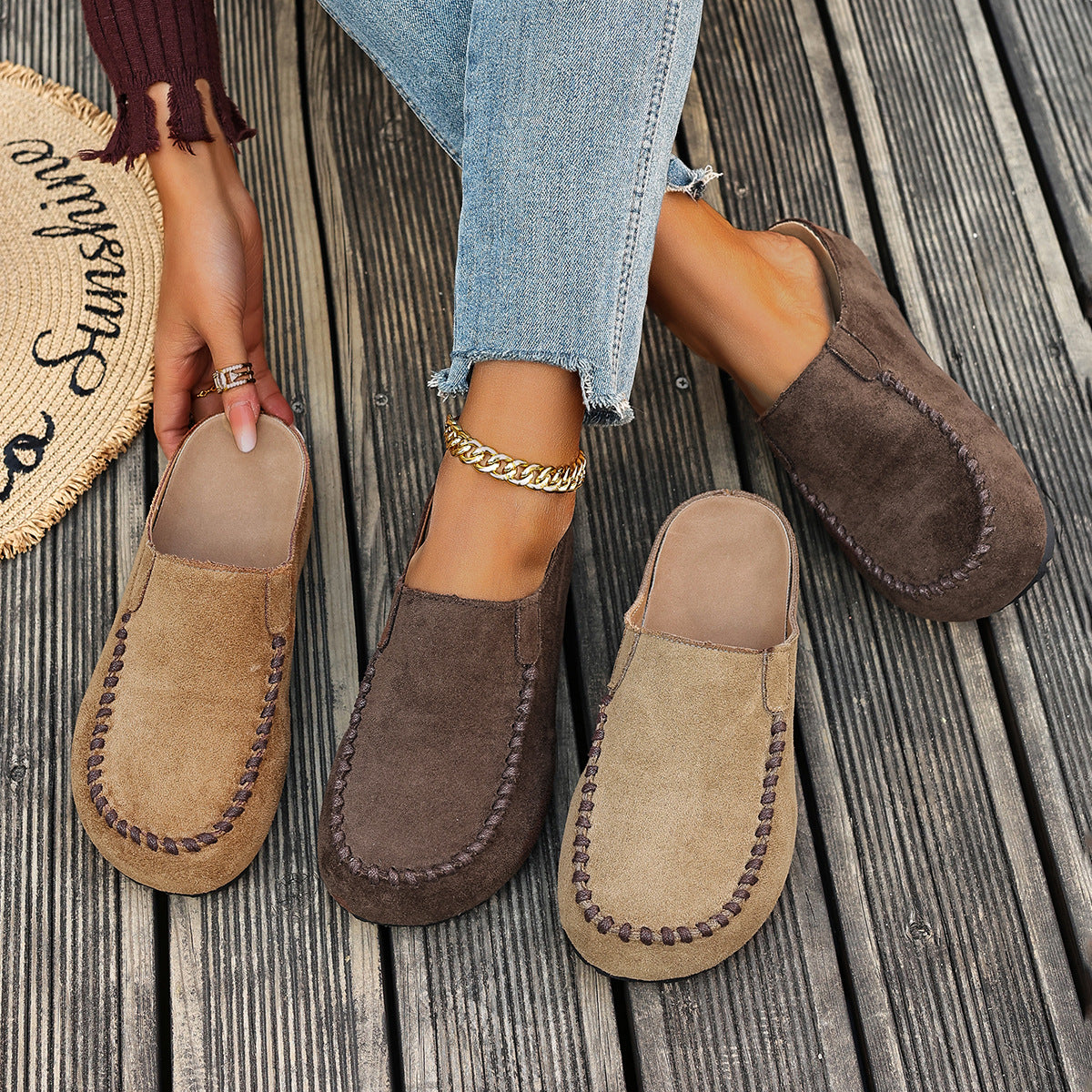 Women's Outdoor Closed-Toe Half-Slippers