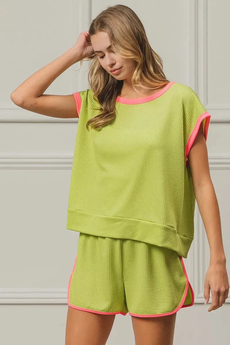 Women's Casual Tee Cord Rib Knit Top - Soft & Comfortable - Casual Tee