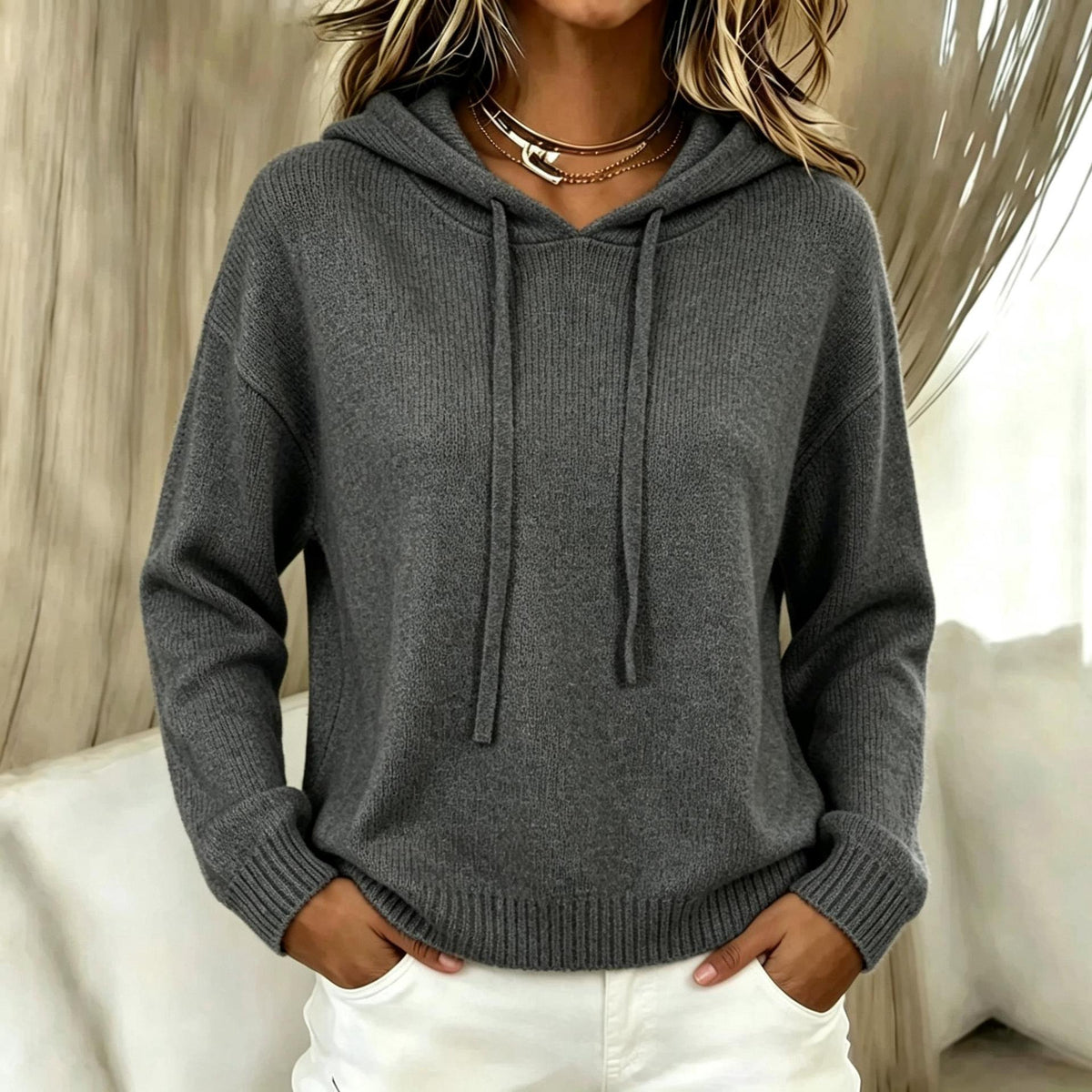 New Hooded Knit Sweater Long-sleeve Womens Top