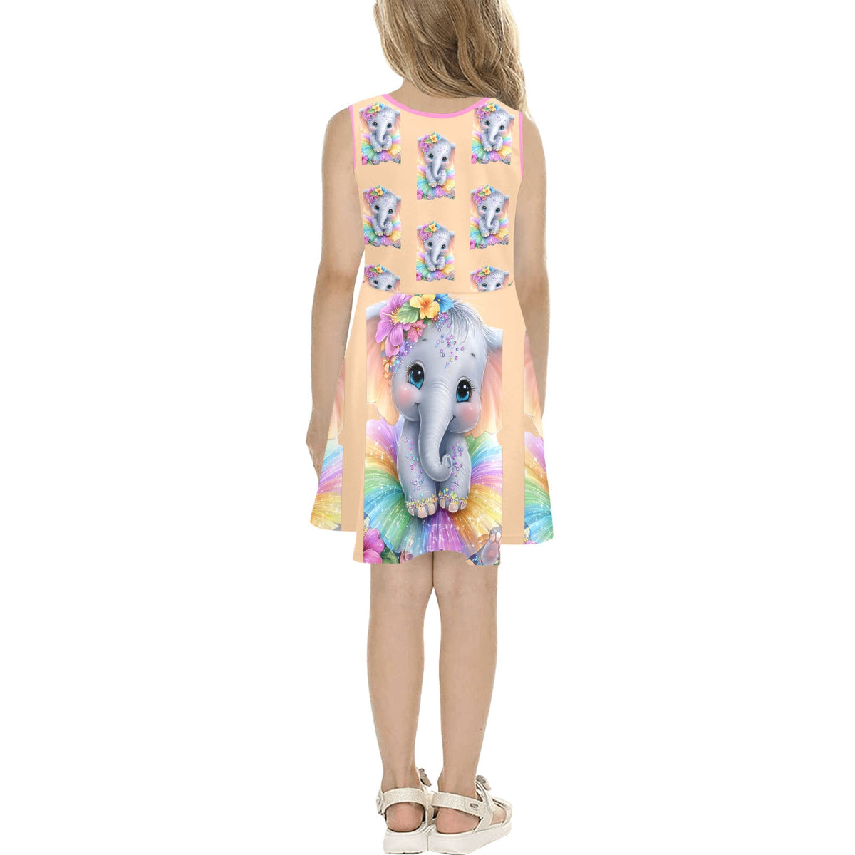 Girl's Cute Baby Elephant Sleeveless Sundress