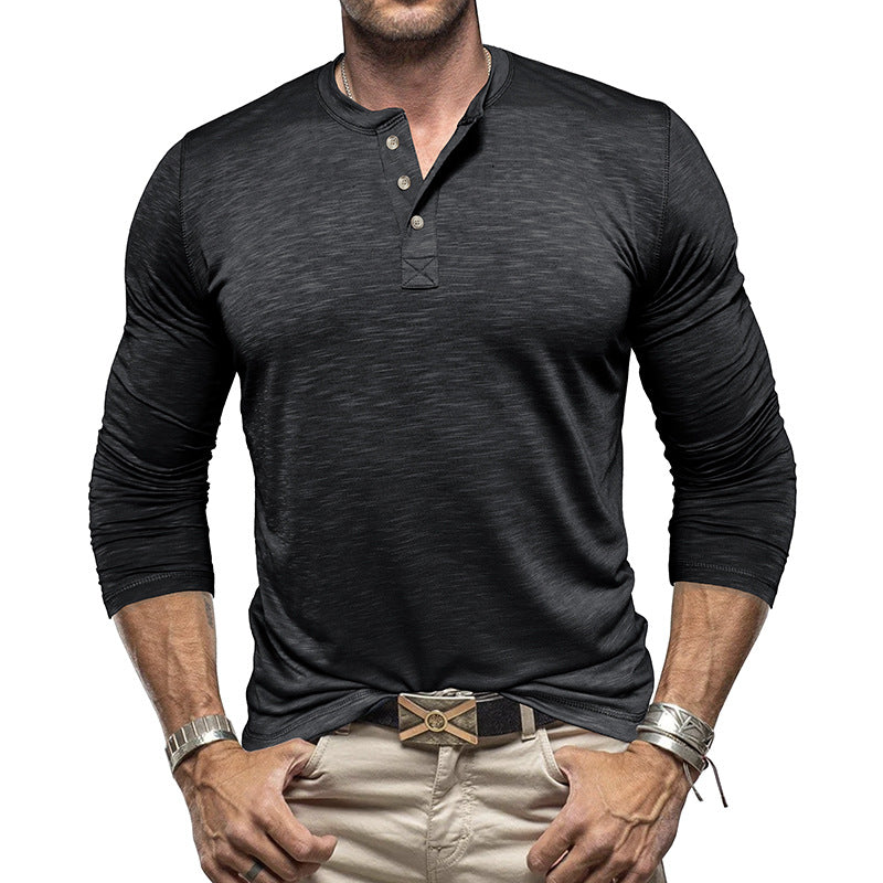 Men's Long Sleeve Henry Collar T-shirt