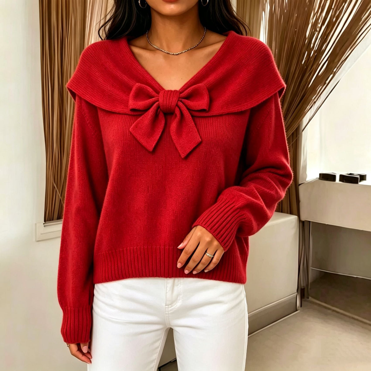 Knitted Bow-Knot Sweater For Women
