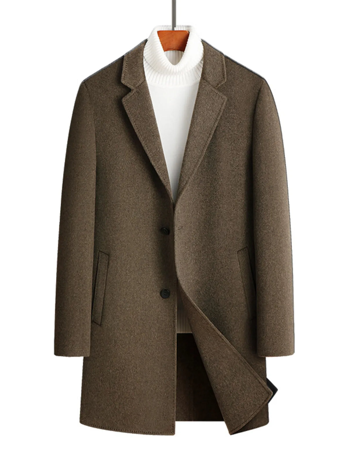 Men's Plus Size Button Up Long Sleeve Coat
