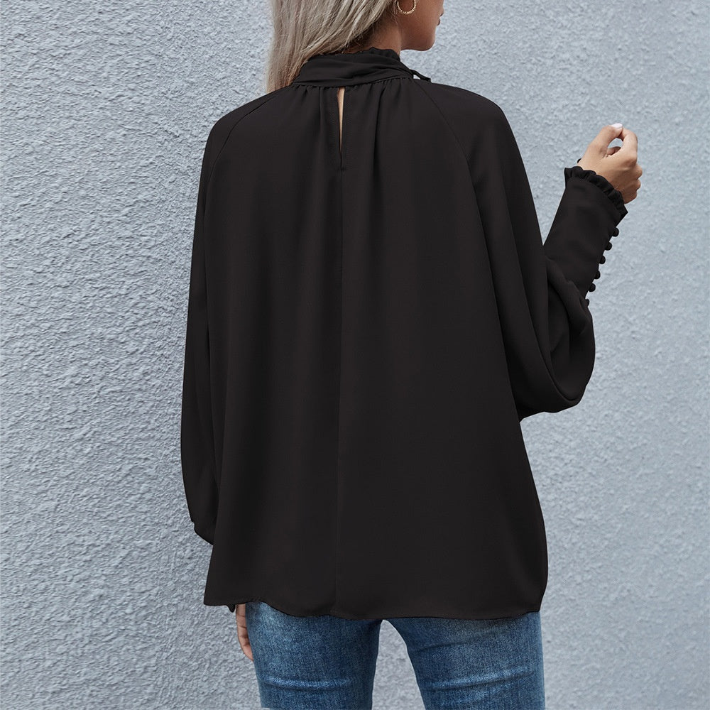 Blusa de manga larga Ins, lazo, mangas abullonadas, moda, estilo ejecutivo, blusas de oficina para mujer. Consulta la tabla de tallas en "más detalles".