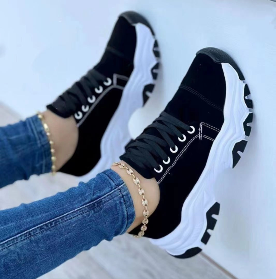 Women's Round Head Thick Bottom Low-top Casual Sneakers