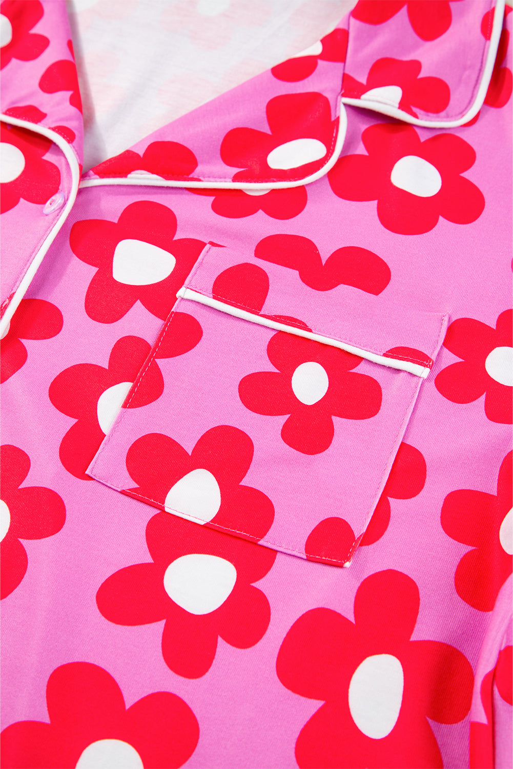 Conjunto de pijama de camisa de manga corta con estampado floral