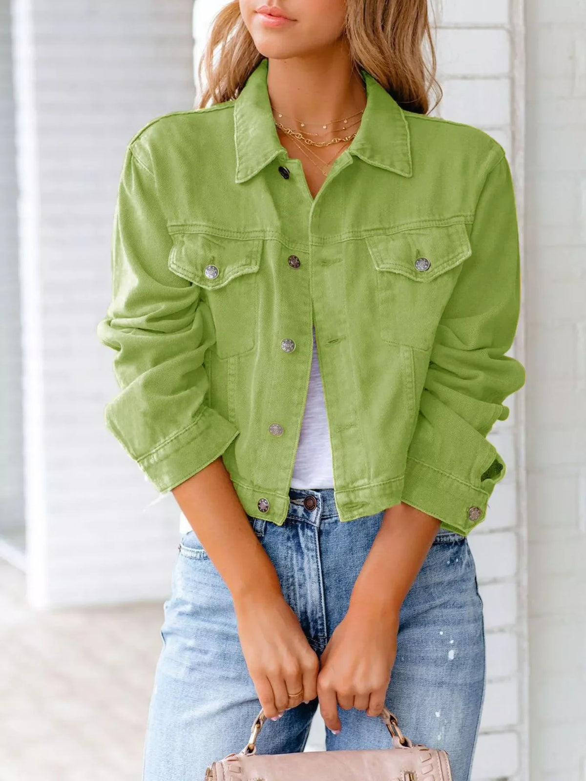 Button Up Long Sleeve Denim Jacket