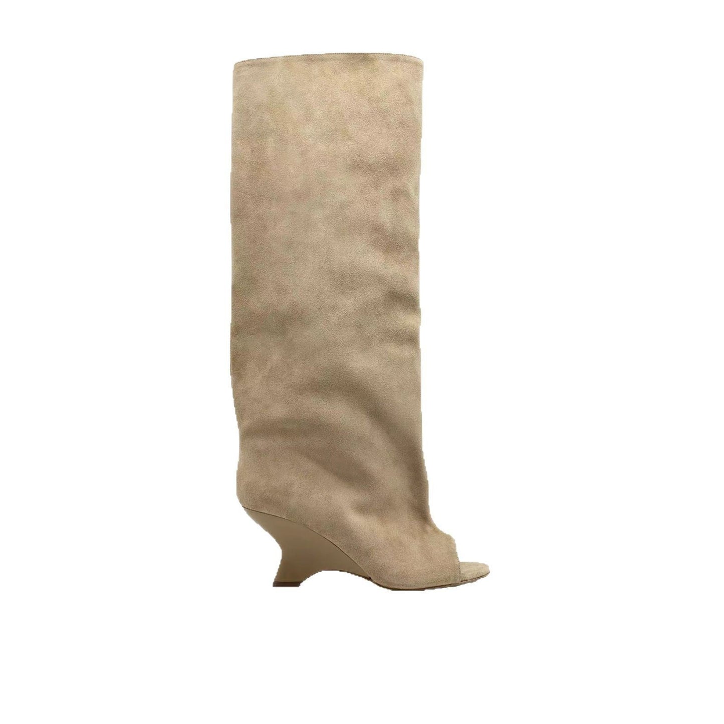 Women's Peep Toe Wedge Suede Boots
