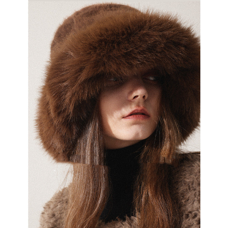 Sombrero de Pescador Peludo Extragrande para Mujer – Gorro de Invierno Estilo Mongol