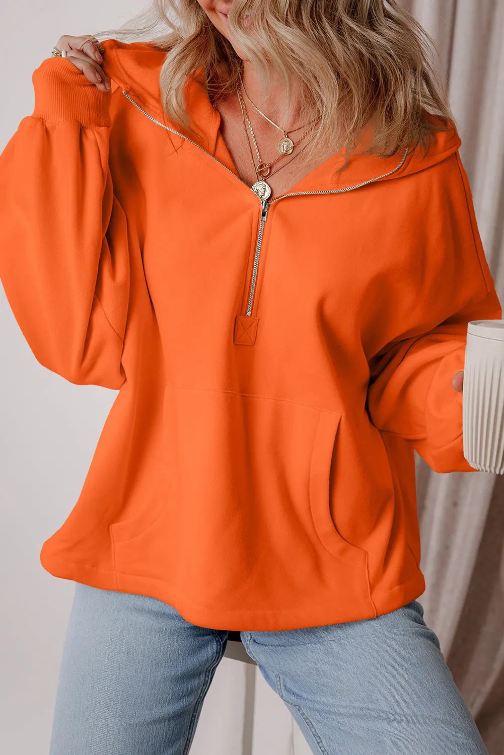Women's Hoodie - Half Zip Fleece - Cozy Daily Pullover