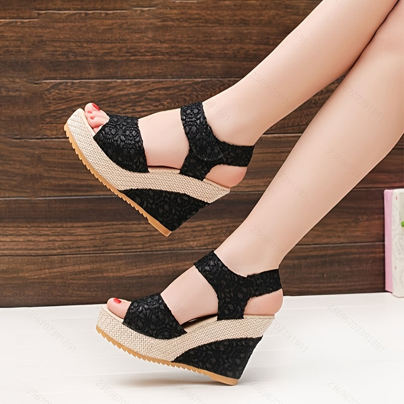 Women's Elegant Lace-Up Thick-Soled High-Heeled Sandals