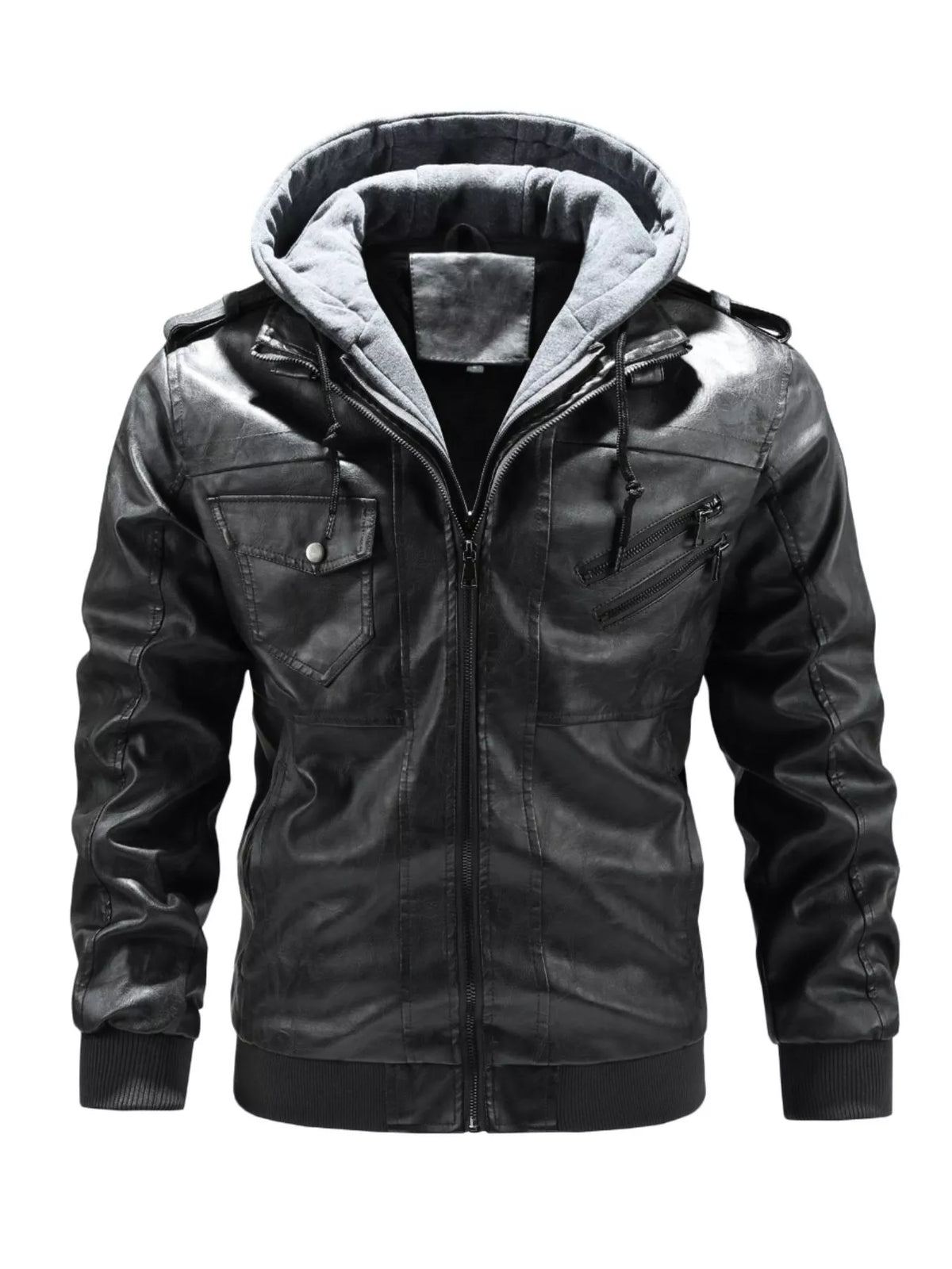 Men's Full Size Zip Up Drawstring Hooded Jacket Plus Size