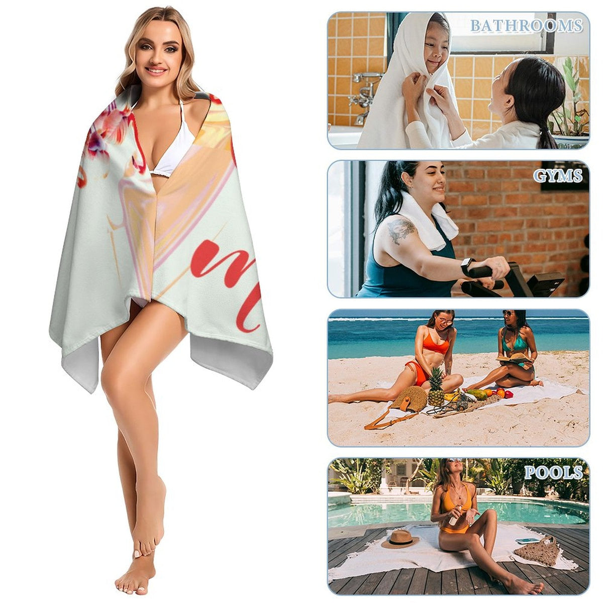 Flamingos Vacay Mode Beach Towel (Made in USA)