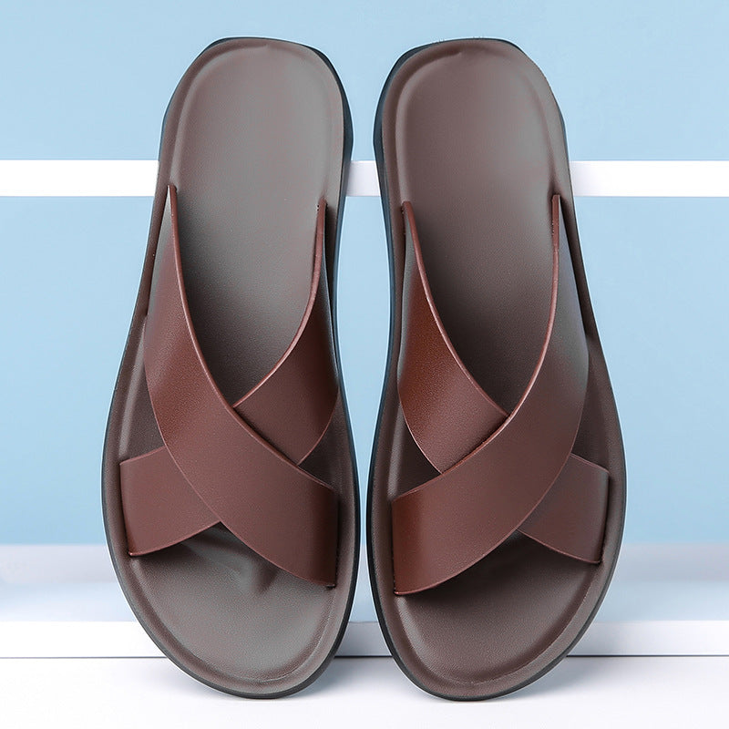 Men's Leather Casual Slippers