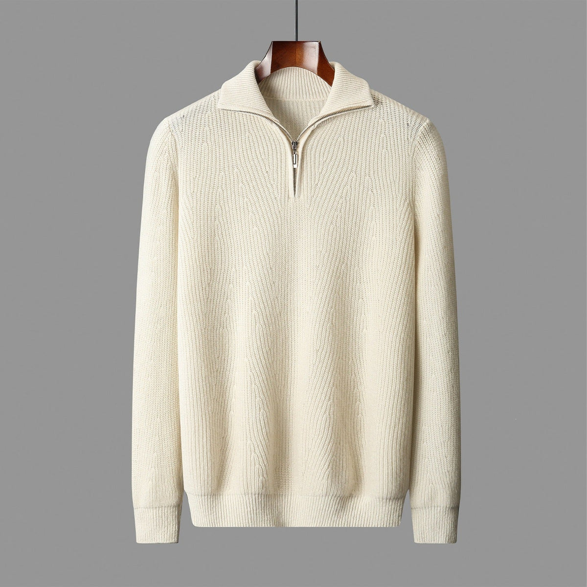Mens Half-Zip Polo-Neck Thickened Casual Fashion Sweater