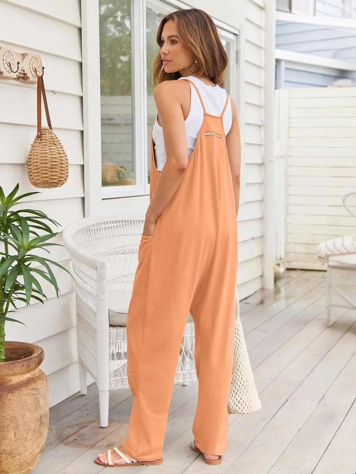 Accessories Trendsi V-Neck Jumpsuit Women's Casual Romper Comfy Pocket One-Piece
