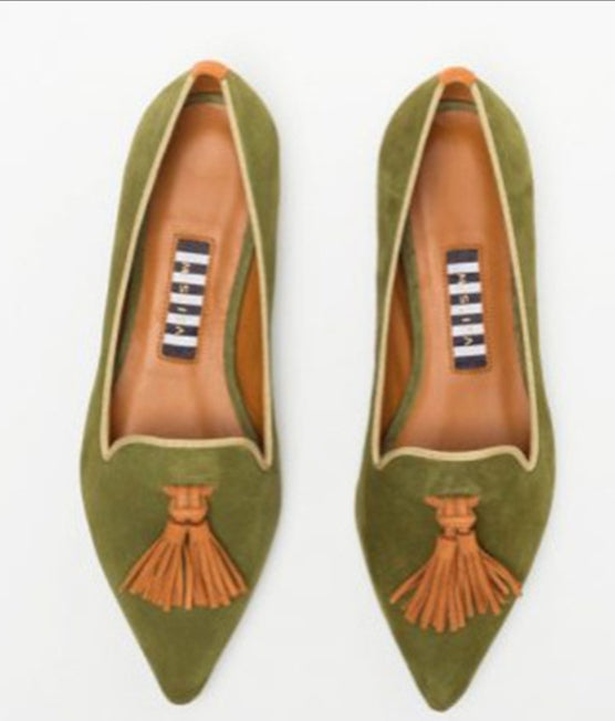 Women's Pointed-Toe Colorblock Tassel Flats