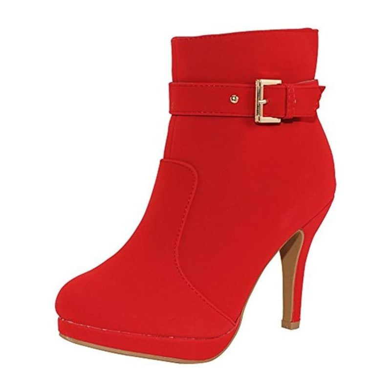 Botines de tacón de aguja Chic Sup de tendencia con hebilla