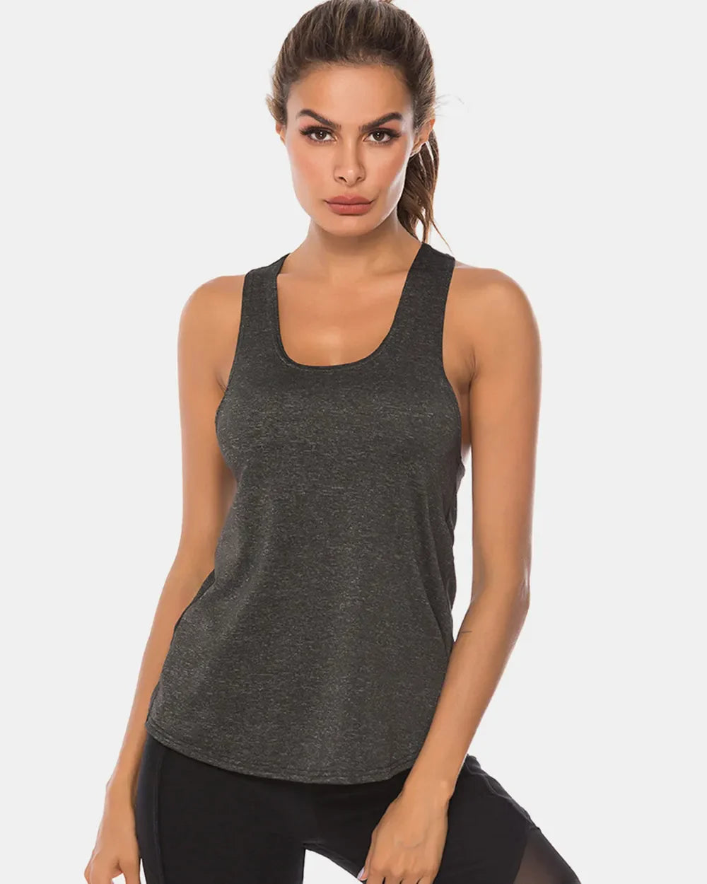 Camiseta sin mangas deportiva de tirantes anchos y cuello redondo de talla grande