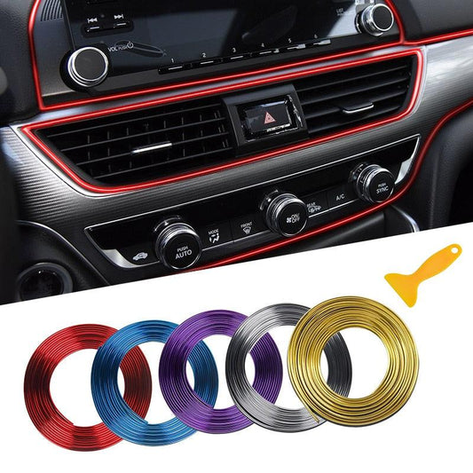 5M Car Dashboard Door Edge Insert Trim Styling Interior Decorative Moulding Universal Auto Accessories Insert Strip With Scraper Universal Car Gap Fillers Automobile Moulding Line Decorative Accessories Automobile Motor Exterior Decoration Moulding Trim