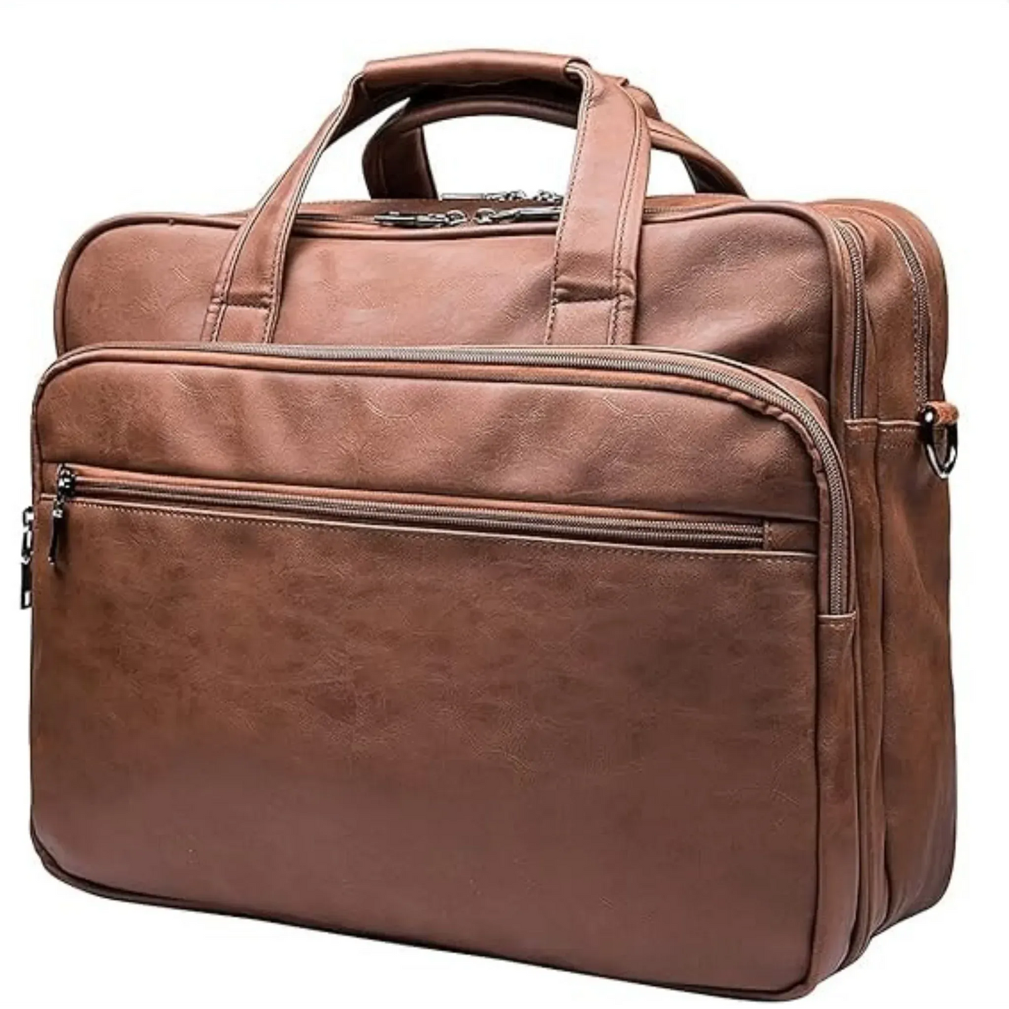 Leather Laptop Messenger Bag – Water-Resistant 15.6″ Work & Travel Briefcase