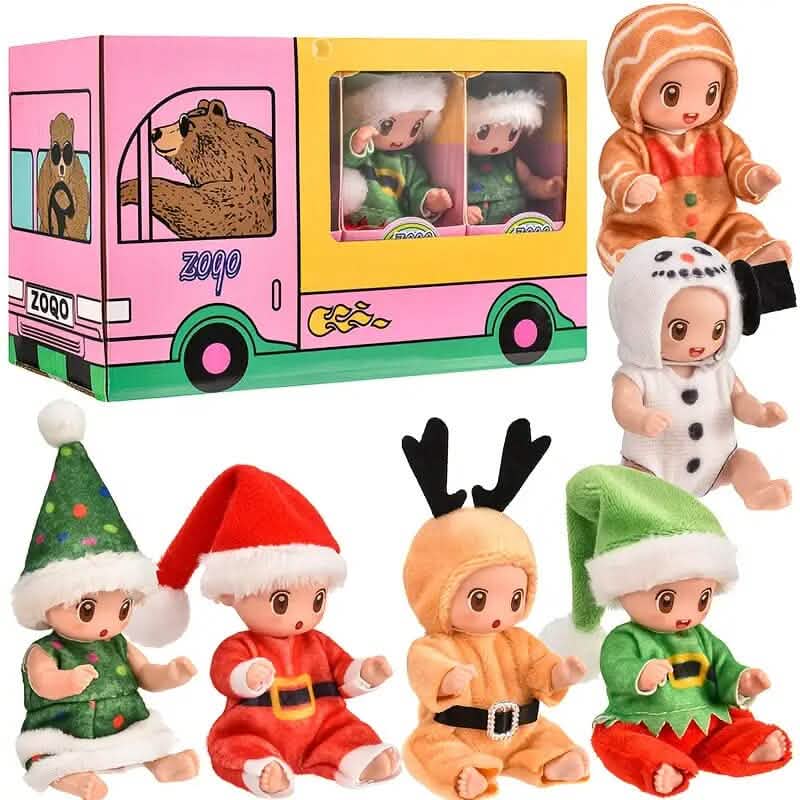 6-Pack: Christmas-Themed Mini Reborn Youngsters Dolls