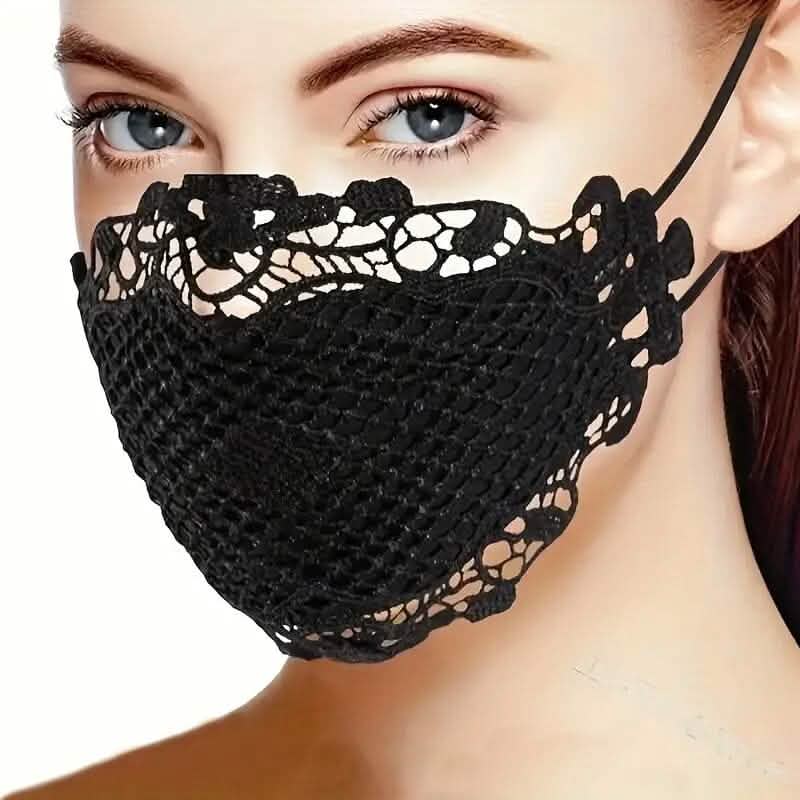 6-Pieces: Women's Printed Multicolor Lace Mask