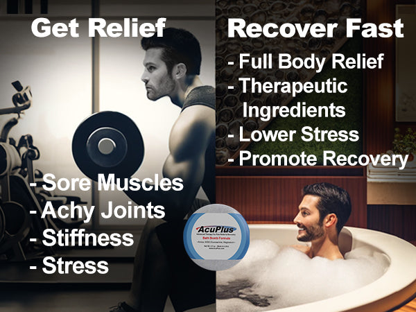 AcuPlus Ultimate Pain Relief Combo – 3 bombas de baño + roll-on de 85 g + tarro de 113 g