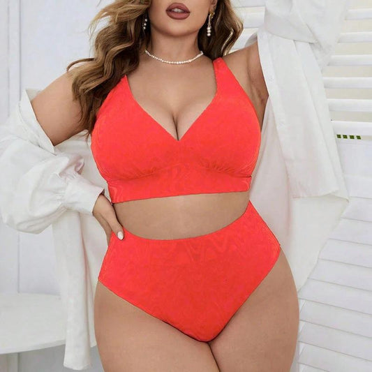 Bikini dividido de talla grande con tira de cuello halter para mujer
