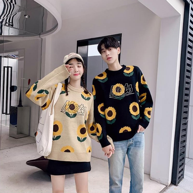 Couple Sweater Loose Top Knit Sweater Thick Coat Men