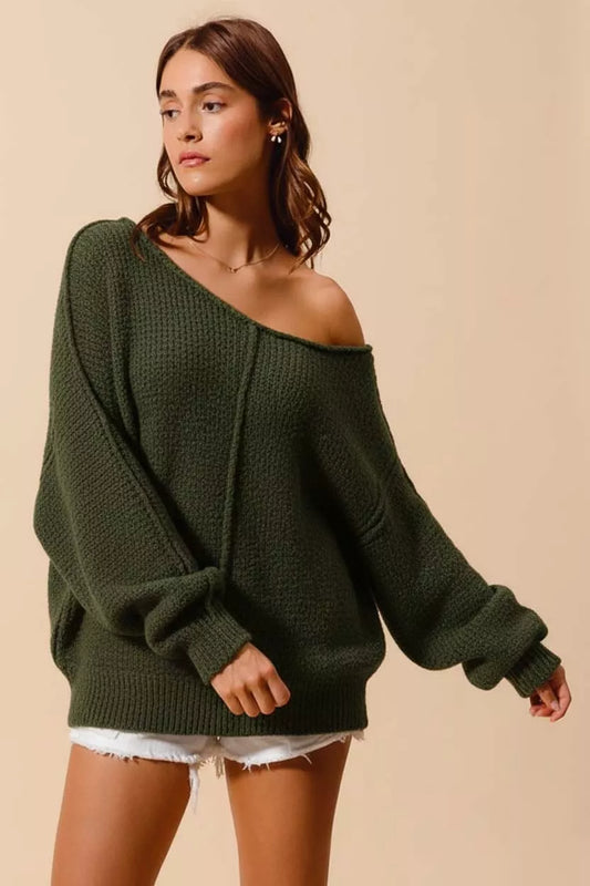 Suéter de boucle holgado con costuras expuestas SO ME