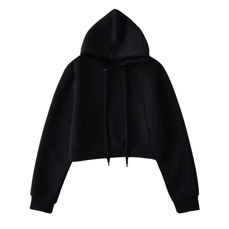 Hooded Cropped Sweatshirt Womens Casual Sports Jacket