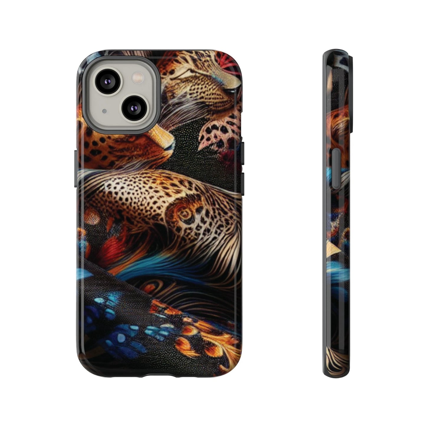 Stylish Tough Phone Case with Elegant Black and Gold Design