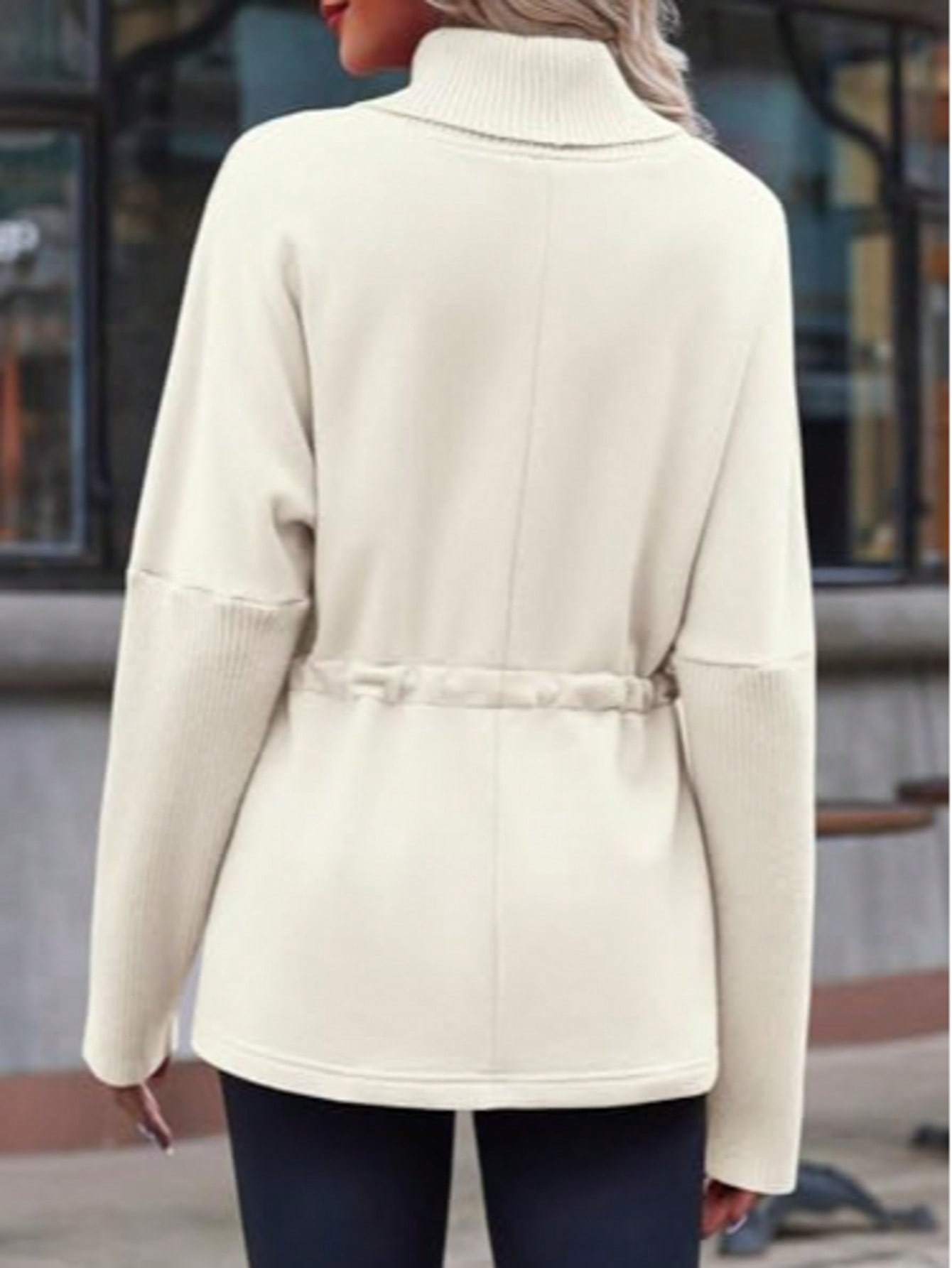 Sudadera de cuello alto de forro polar para mujer