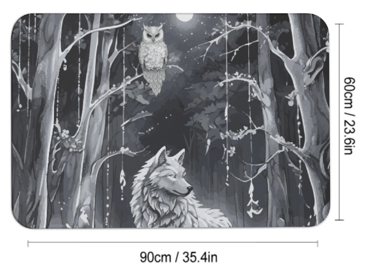 Ethereal Wolf in the Moonlight Design Diatomaceous Earth Bath Mat | Ships from USA